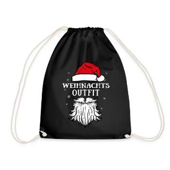 Weihnachtsoutfit Weihnachten Weihnachtsmann Mütze - Turnbeutel - Schwarz - Vorne