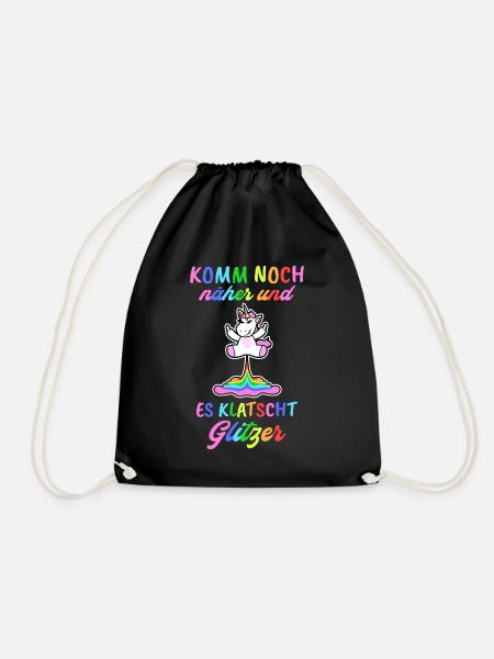Mittelfinger Einhorn Furz - Turnbeutel - Schwarz