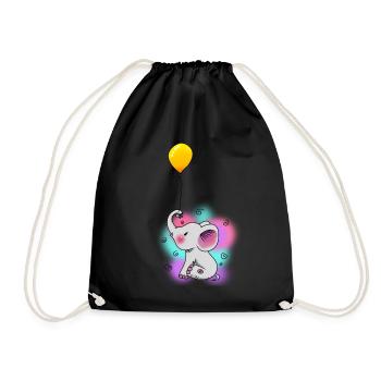 Luftballon Elefant Baby Fantasy Kinder Kleinkind - Turnbeutel - Schwarz - Vorne