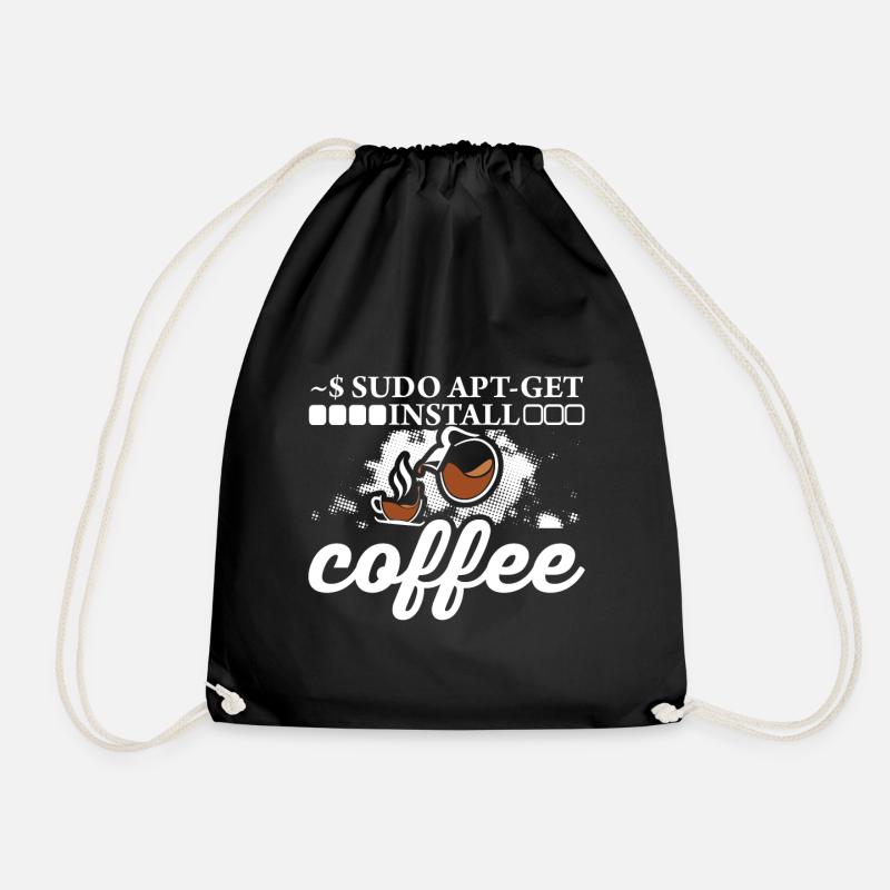 Linux Sudo Apt - Install the coffee. - Drawstring Bag - black