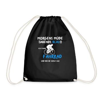 Fahrrad fahrer Fahrradtour Radtour MTB Drahtesel - Turnbeutel - Schwarz - Vorne