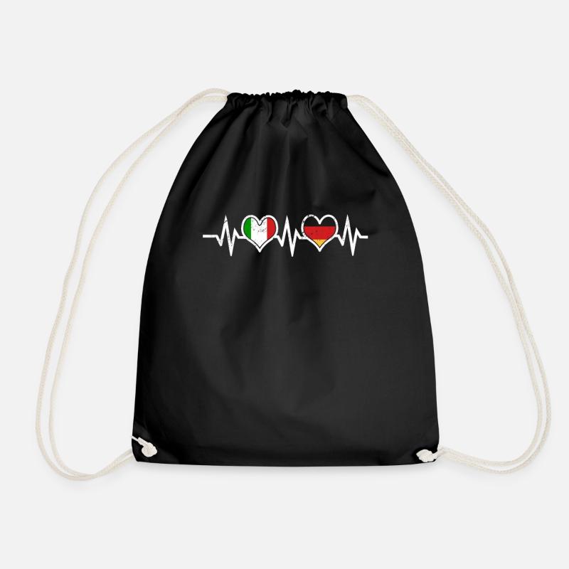 Germany Italy Italian and Italian - Drawstring Bag - black