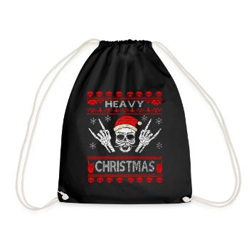 Rocker Weihnachten Totenkopf Metal - Turnbeutel - Schwarz - Vorne