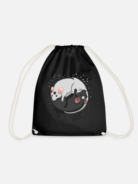 Year Of The Rat Kung Fu Yin Yang Rats Chinese New - Drawstring Bag - black