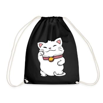 Neko Kawaii Maneki Maneki - Drawstring Bag - black - Front