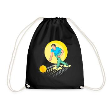 Bowling Bowler - Design - Drawstring Bag - black - Front