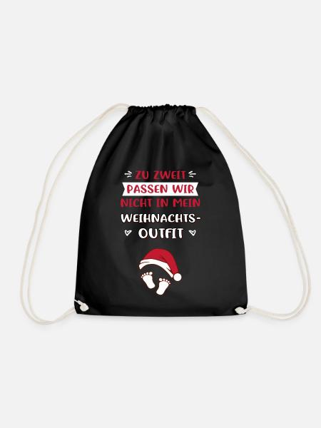 Weihnachtsoutfit für Schwangere für Weihnachten - Turnbeutel - Schwarz