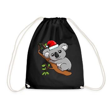 Koala Panda Panda Funny Christmas - Drawstring Bag - black - Front