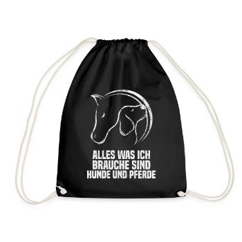 Hund Pferde Spruch Hundeliebhaber & Reiter - Turnbeutel - Schwarz - Vorne