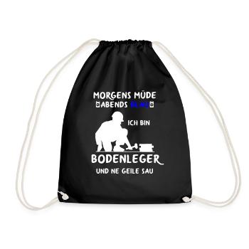 Bodenleger Fußbodenleger Teppichleger Handwerker - Turnbeutel - Schwarz - Vorne