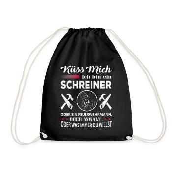 Küss Mich Ich Bin Schreiner - Turnbeutel - Schwarz - Vorne