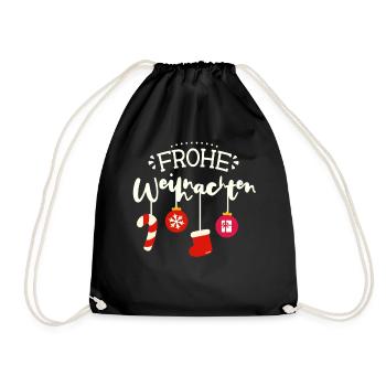 Frohe Weihnachten Fröhliche Weihnachten - Turnbeutel - Schwarz - Vorne