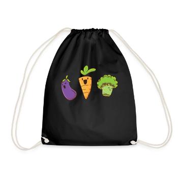 Vegan vegetables - Drawstring Bag - black - Front