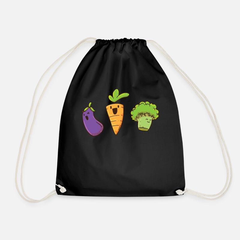 Veganes Gemüse - Turnbeutel - Schwarz