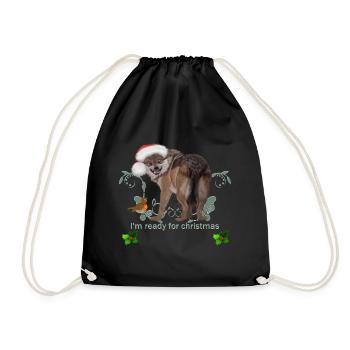 Je suis prêt pour Noël, drôle de loup - Sac de sport léger - noir - Devant