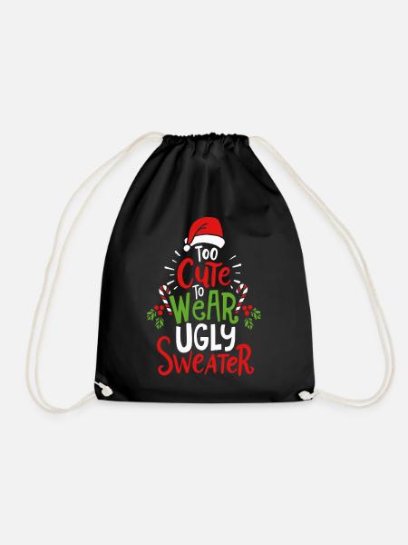 Hässlicher Weihnachtspullover - Turnbeutel - Schwarz