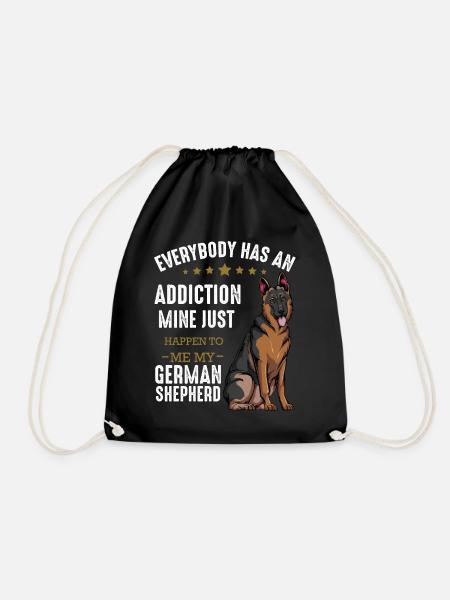 My Addiction: German Shepherd - Drawstring Bag - black