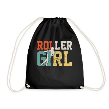 Roller skating girl - Drawstring Bag - black - Front