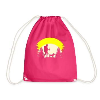 Hund Wandern - Turnbeutel - Fuchsia - Vorne