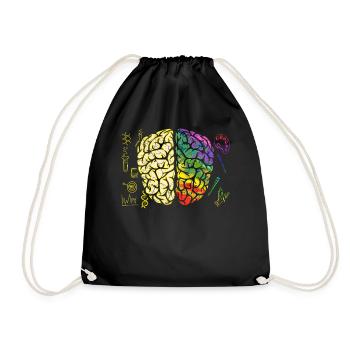 Brain Brain Brain Half Analytical Creative - Drawstring Bag - black - Front