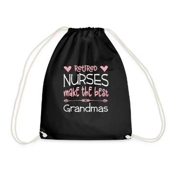 Nurse Retirement Best Grandmas Retired Gift - Drawstring Bag - black - Front