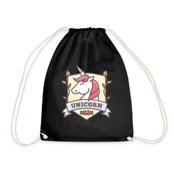 Unicorn Einhorn - Turnbeutel - Schwarz - Vorne