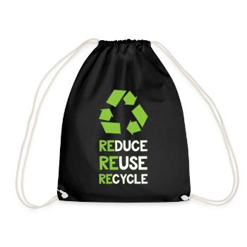 Umweltschutz Recycling - Turnbeutel - Schwarz - Vorne