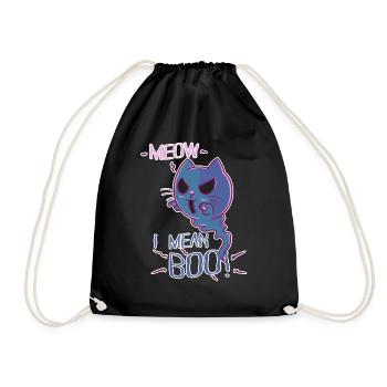 Meow I Mean Boo cat costume Halloween carnival - Drawstring Bag - black - Front