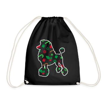 Noël drôle de caniche - Sac de sport léger - noir - Devant