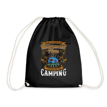 Retirement Funny Love Plan Camping RV Travel Gift - Drawstring Bag - black - Front