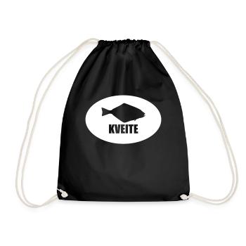 Kveite Halibut Outline I Norway Fishing Iceland - Drawstring Bag - black - Front