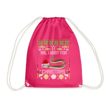 Angler Weihnachtsmotiv mit Aal ugly christmas - Turnbeutel - Fuchsia - Vorne