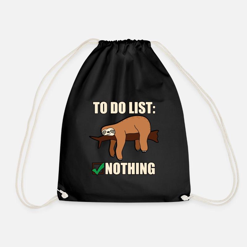 Sloth To Do List Nothing Anglais - Sac de sport léger - noir
