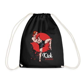 Kickboxer in Red Background - Drawstring Bag - black - Front