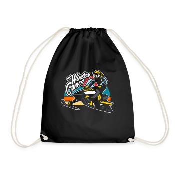 Snowmobile Race Winter Sports Extreme Sports Gift - Drawstring Bag - black - Front