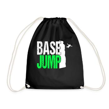 Base Jump Jumping Fallschirm Springer Extrem Sport - Turnbeutel - Schwarz - Vorne