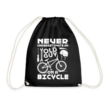 Never Underestimate An Old Guy On A Bicycle - Drawstring Bag - black - Front