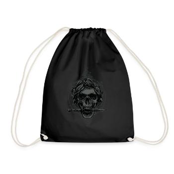 Schädel Tot Totenkopf Pirat Skull Lustig Geschenk - Turnbeutel - Schwarz - Vorne