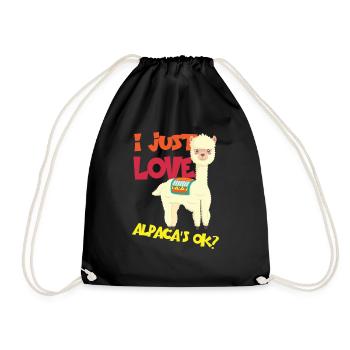 Alpaca Love Alpaca Alpaca - Drawstring Bag - black - Front