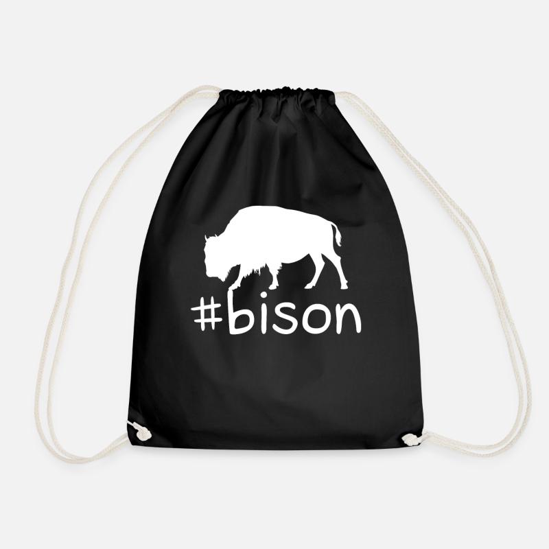 Lustiger Bison Hashtag - Turnbeutel - Schwarz