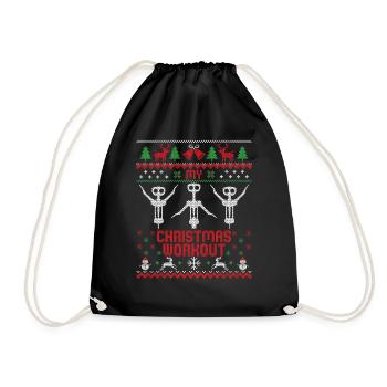 Wine workout Ugly Christmas - Drawstring Bag - black - Front