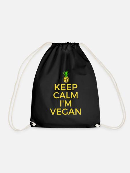 Vegan vegan vegan - Drawstring Bag - black