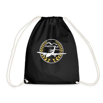 plane - Drawstring Bag - black - Front