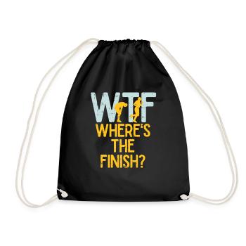 Lustiges WTF Wo Ist Das Ziel Marathon Triathlon - Turnbeutel - Schwarz - Vorne