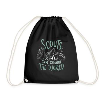 Scout camping tents gift - Drawstring Bag - black - Front