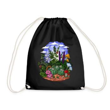 Psychedelic Nature Garden - Drawstring Bag - black - Front