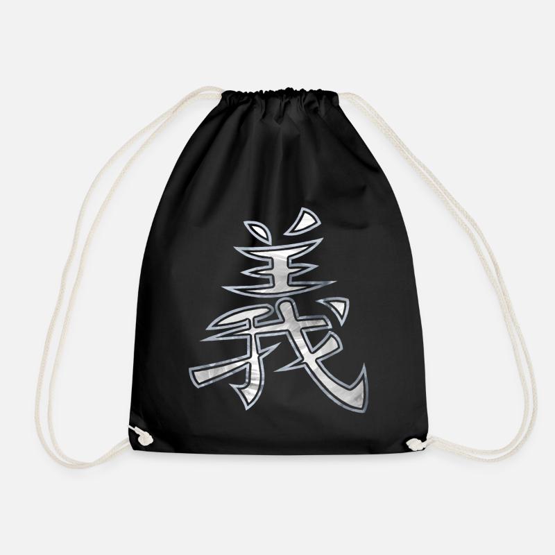 Chinese character for justice gift - Drawstring Bag - black