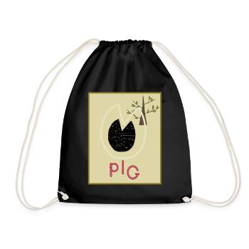 Pig's paw, pig's foot, pig - gift - Drawstring Bag - black - Front