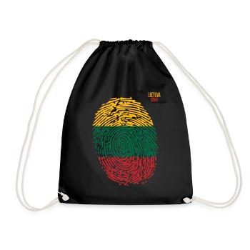 Lietuva DNA, Cool Lithuania, Flag. lithuania - Drawstring Bag - black - Front