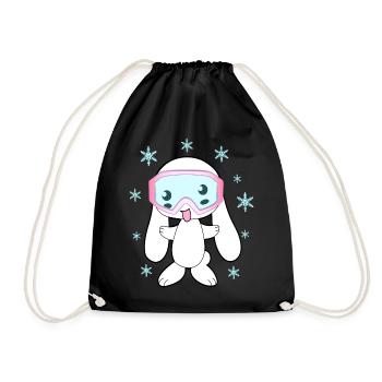Skiing Bunny Skiing Skiing Apres Skiing - Drawstring Bag - black - Front